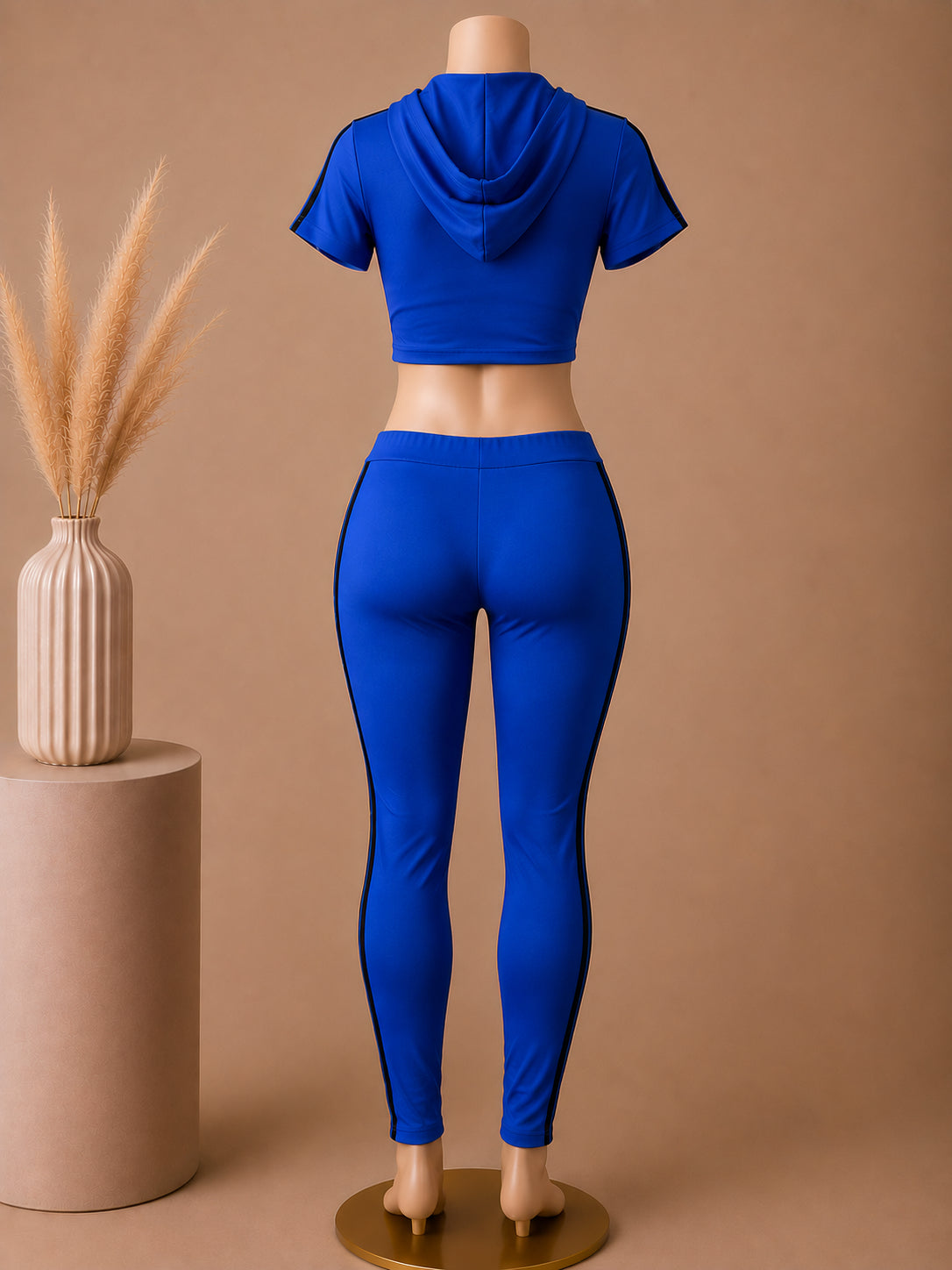 GO FOR THE PLAY Crop Hoodie & Leggings Activewear Set – Royal Blue image 2
