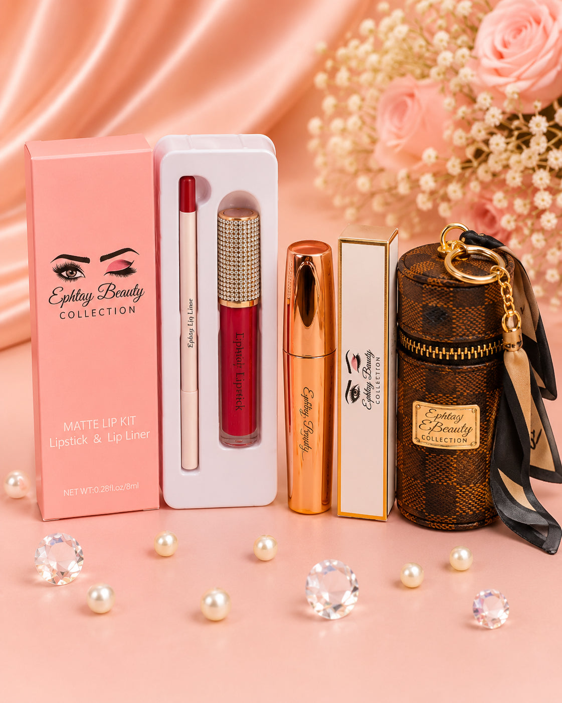 Ephtay Beauty Luxury Matte Lip Kit Set – Lipstick, Lip Liner, Lip Gloss & Mini image 0