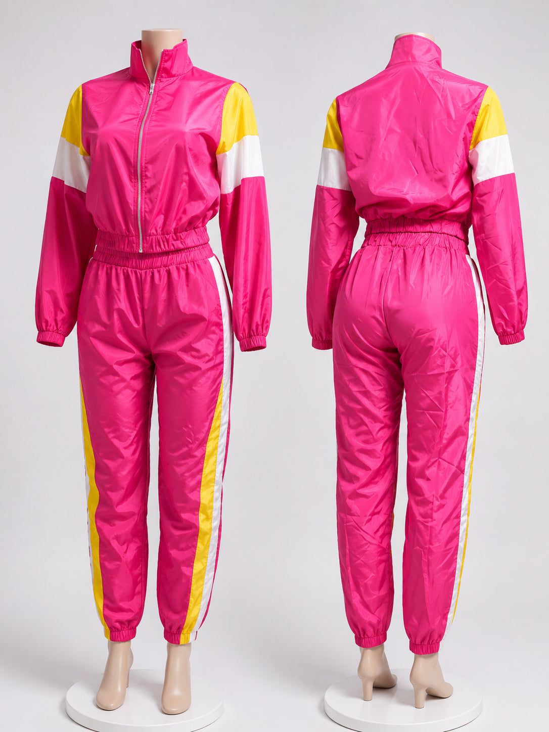 Women’s Color Block Windbreaker Two-Piece Tracksuit – Zip-Up Jacket & Jogger Pan image 2