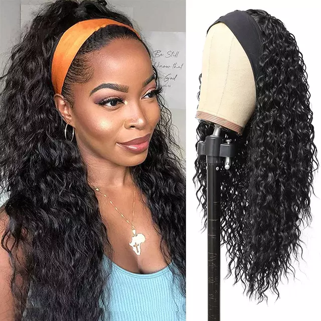 wig curly Headband wigs for blac women wet and wavy
