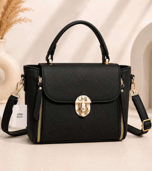 Elegant Black Top Handle Satchel Bag  image 0