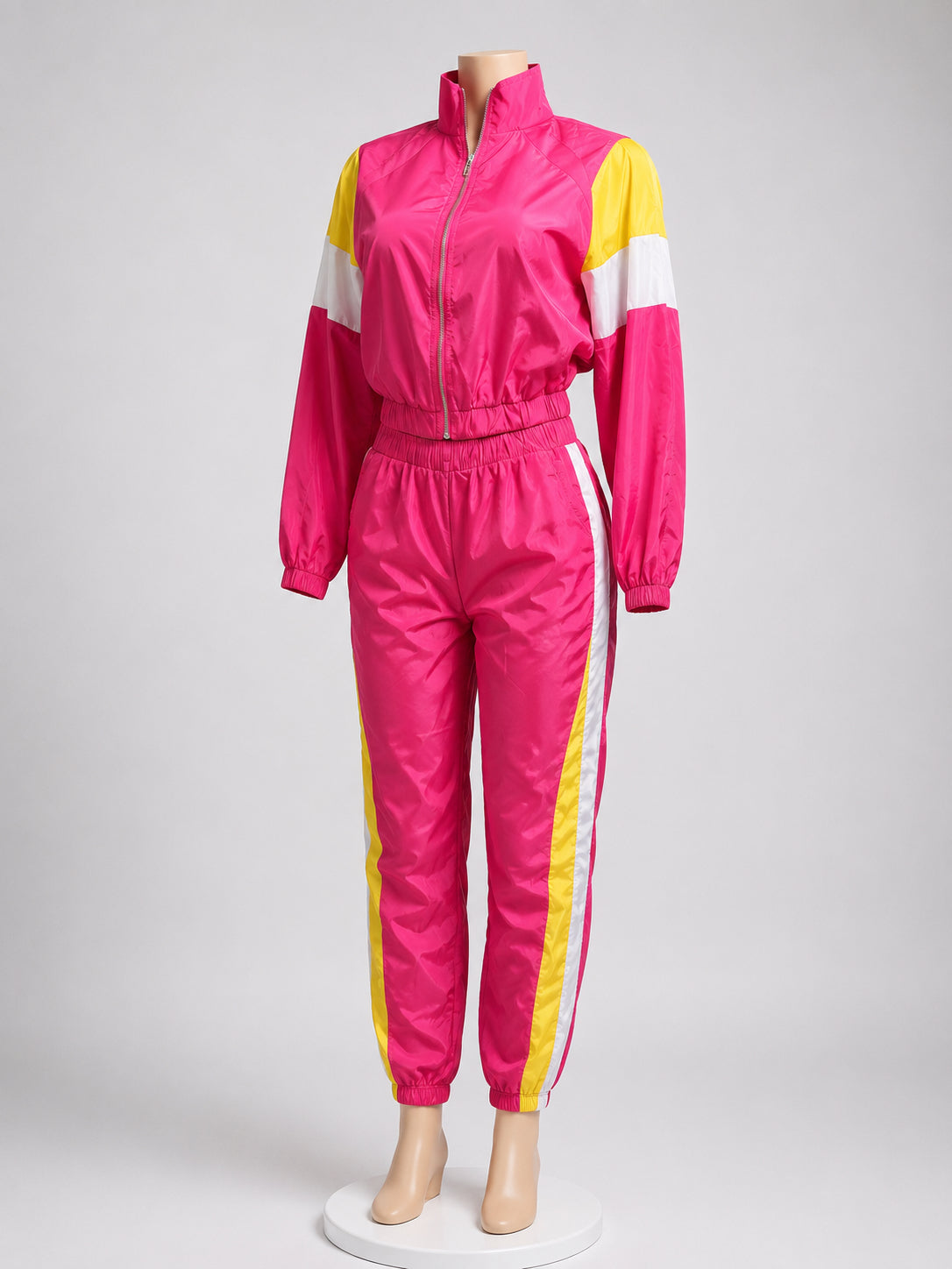 Women’s Color Block Windbreaker Two-Piece Tracksuit – Zip-Up Jacket & Jogger Pan image 0