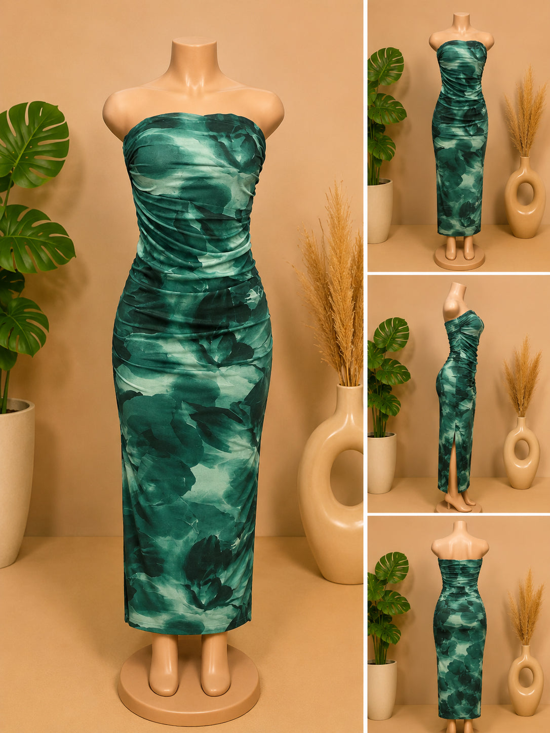 Women’s Strapless Ruched Bodycon Maxi Dress  image 1