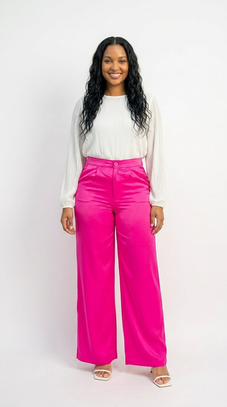 Satin High-rise wife leg pants  image 2