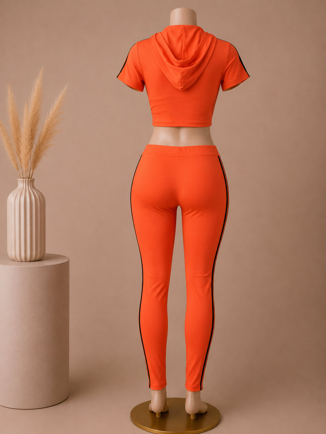 GO FOR THE PLAY Crop Hoodie & Leggings Activewear Set – Orange image 1