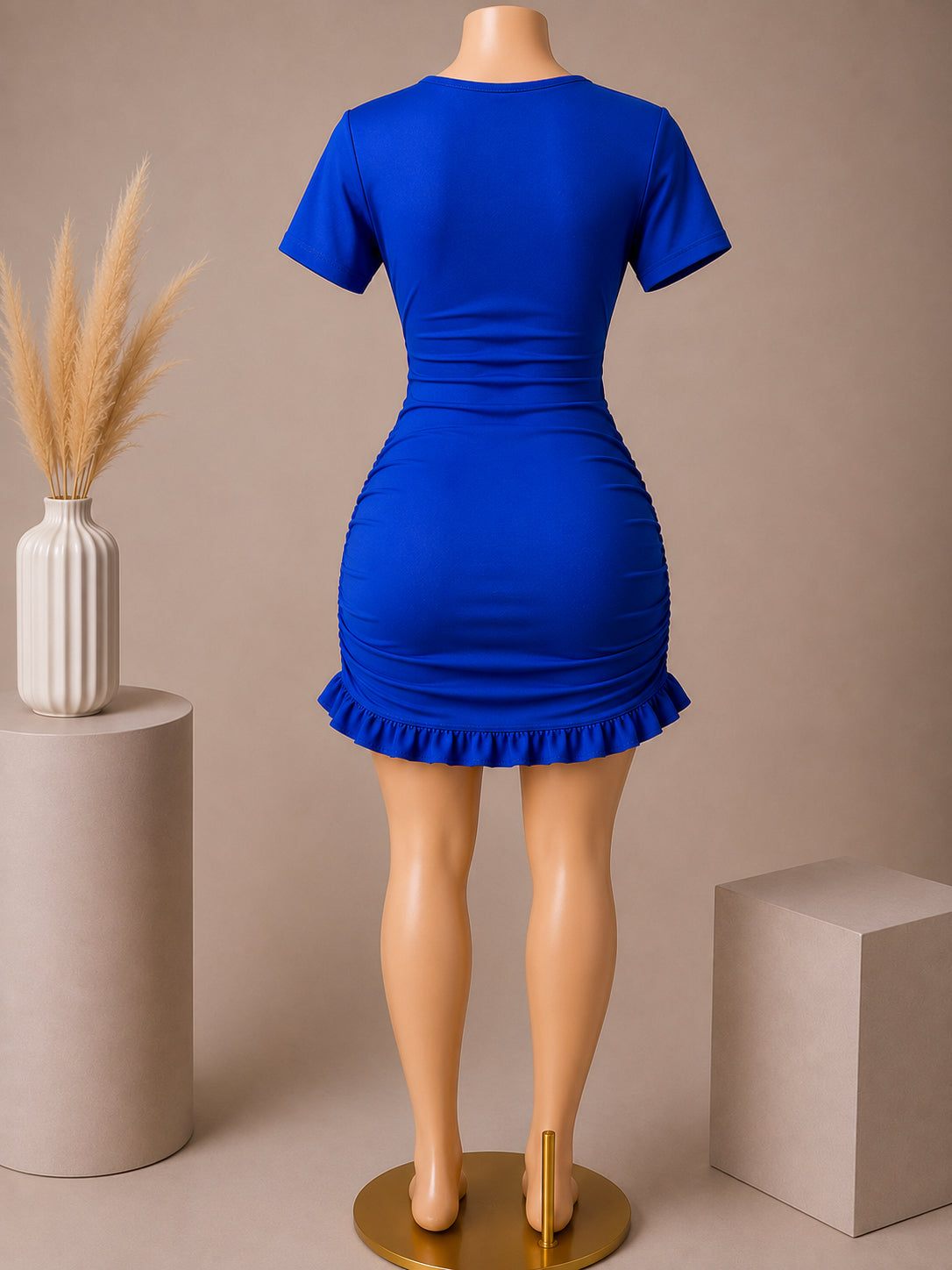 Royal Blue Cut-Out Ruched Mini Dress image 1