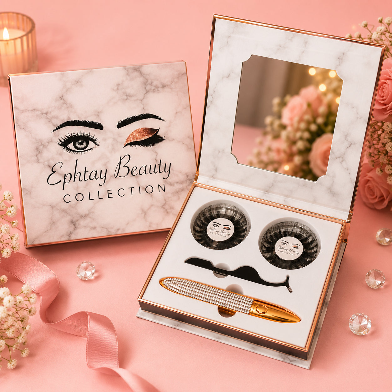 Ephtay Beauty Collection Luxury Magnetic Lash Kit with Mirror & Applicator image 0