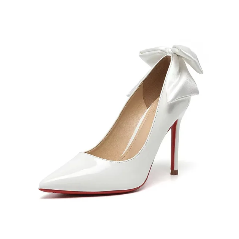 White high-heeled shoes for ladies' rubber image 3