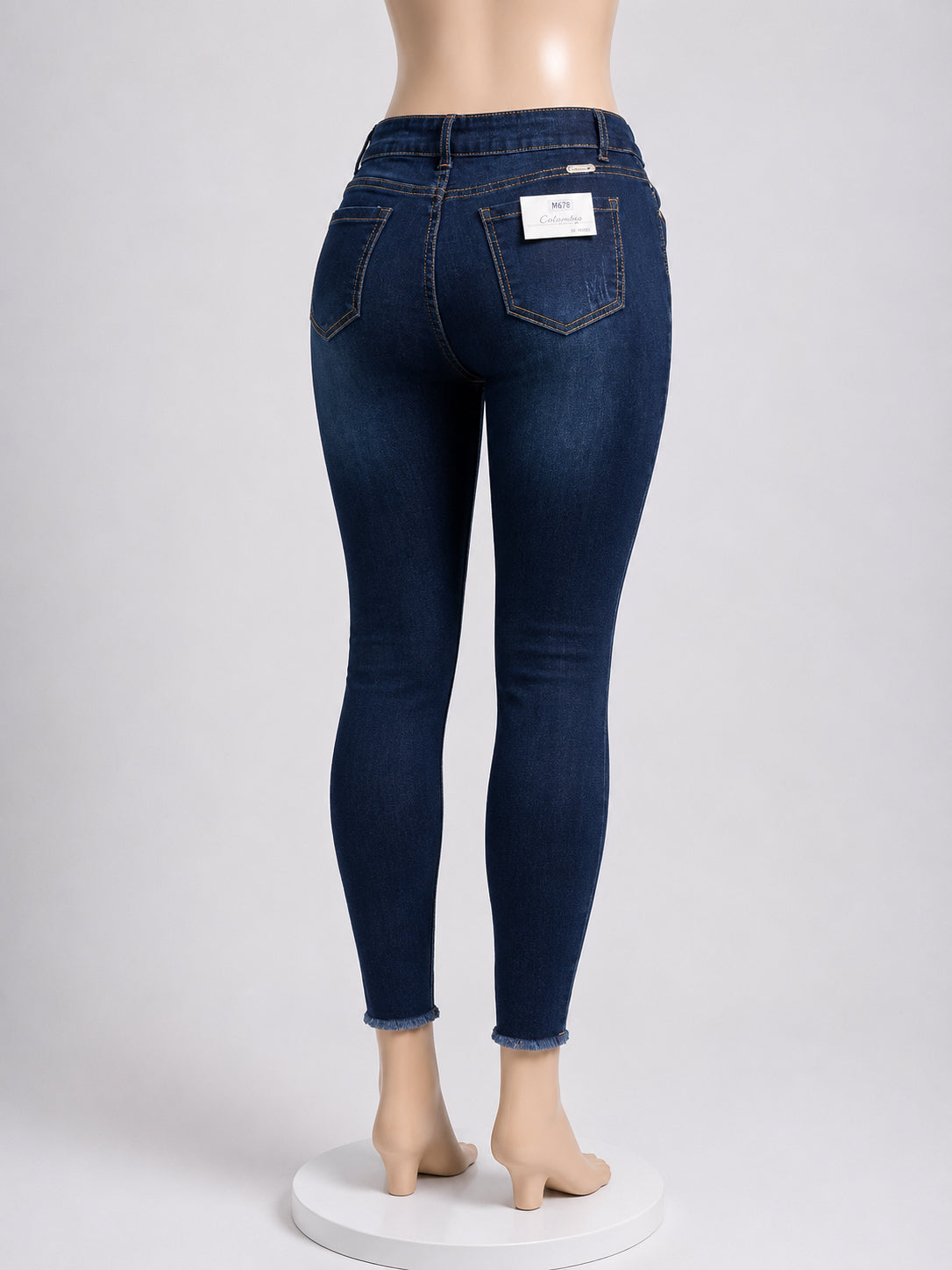 Dark Wash High-Waisted Skinny Jeans with Stud Detail image 1