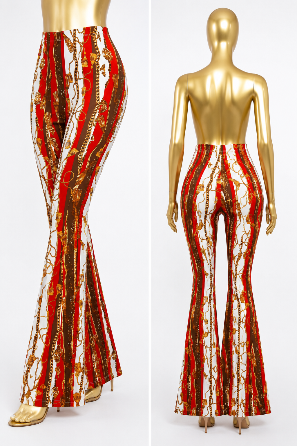 Multi color Baroque chain print flared pant