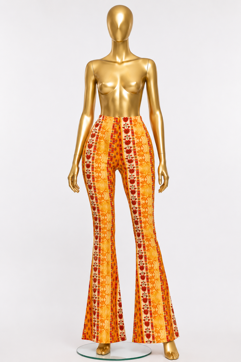 Baroque floral printed flared long pants