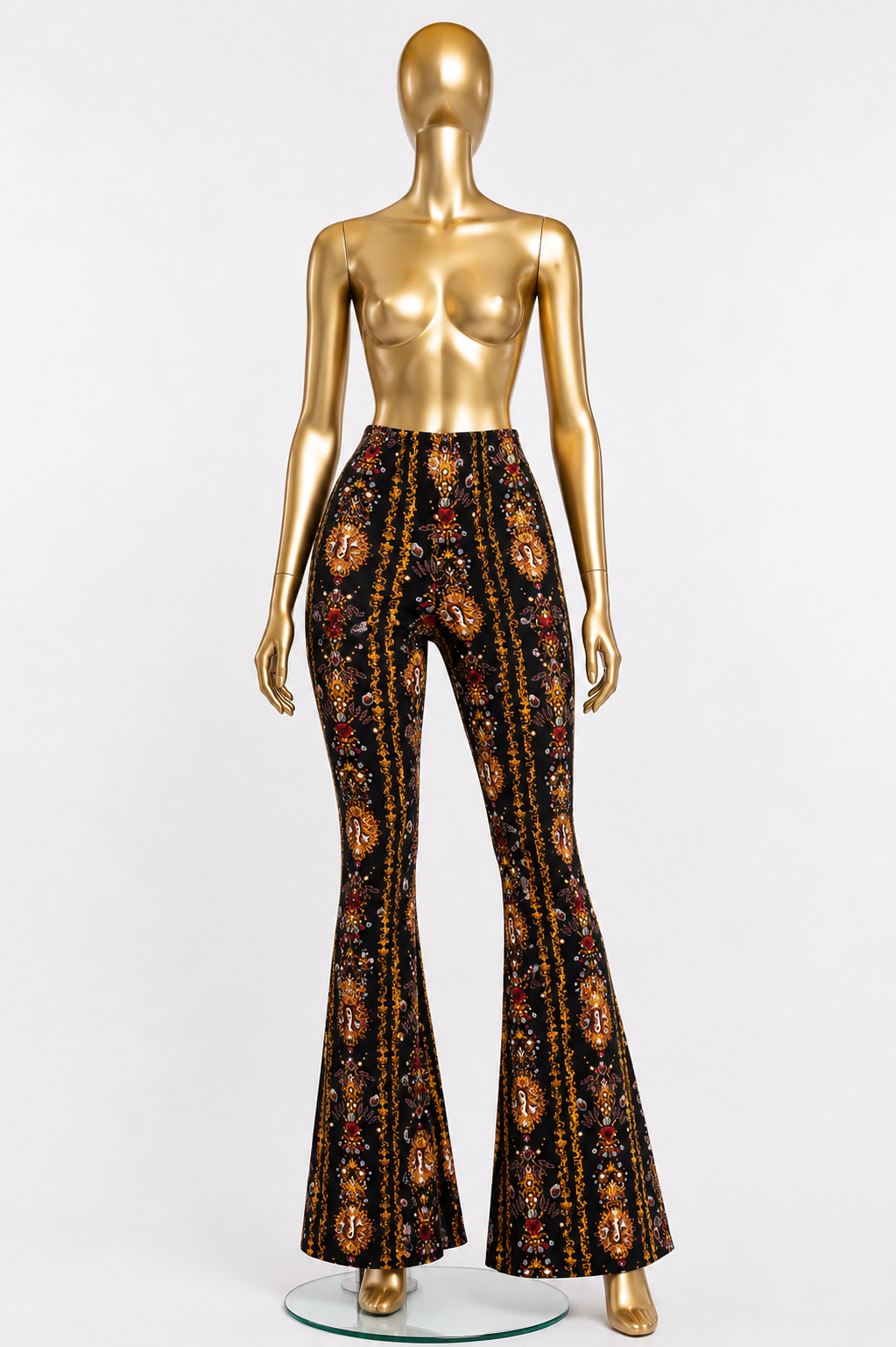 Boho venus baroque print flared pants