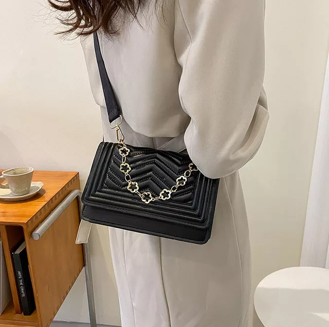 Solid lattice leather bag women's handbags new crossbody