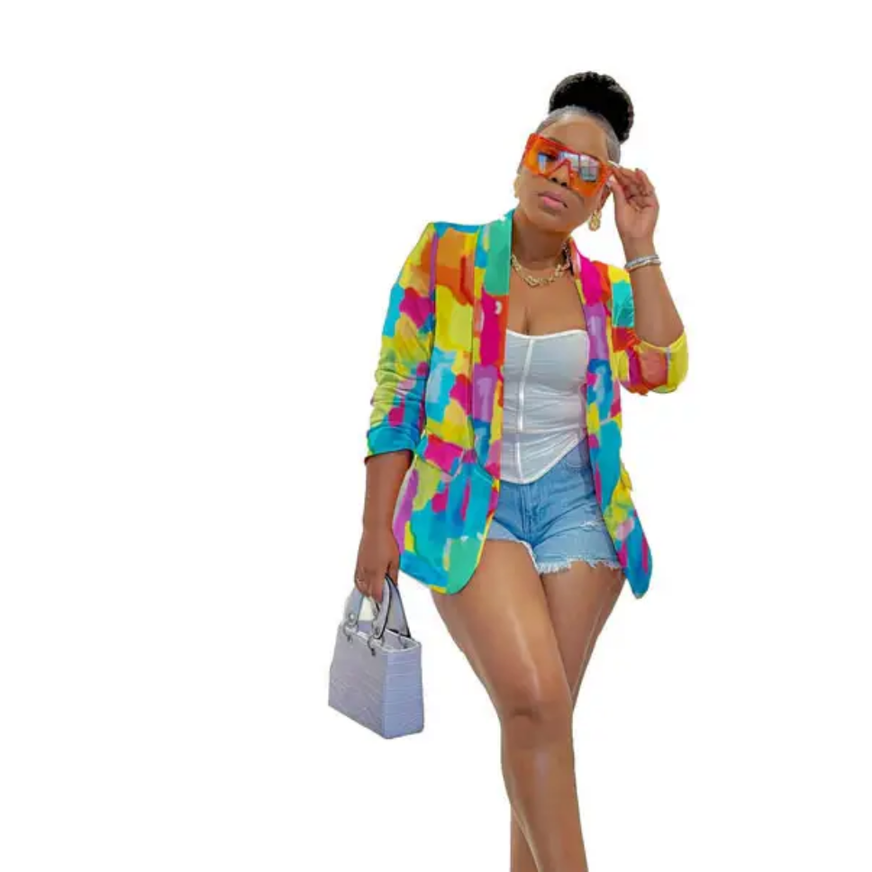 Women's  solid open front blazer image 5