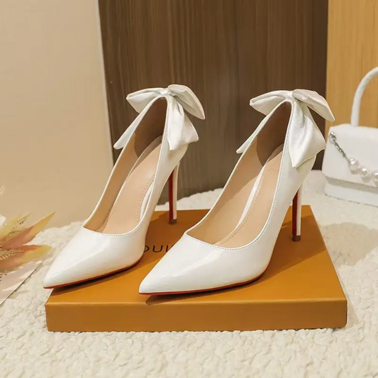 White high-heeled shoes for ladies' rubber image 0
