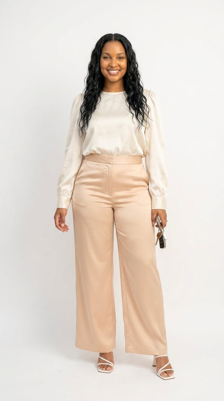 Satin High-rise wife leg pants  image 4